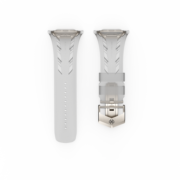 Ремешок бело-прозрачного цвета Transperant из Каучука FKM Golden Concept для Apple Watch 44, 45, 46, 49 MM