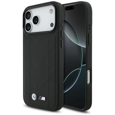 Чехол BMW MagSafe PU Quilted Leather Case With Metal Logo for iPhone 17 Pro Max