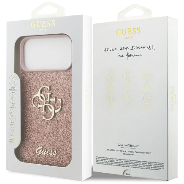 Чехол Guess MagSafe PC+TPU Mirror Case With Big 4G Glitter Logo for iPhone 17 Pro Max