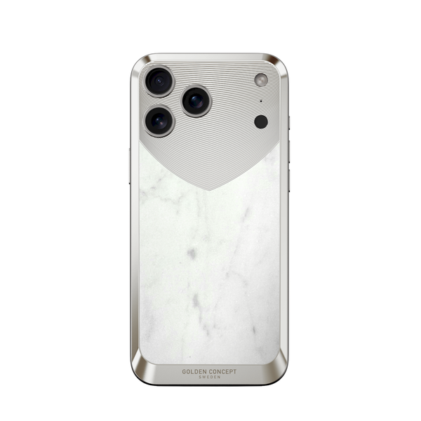 Чехол из Нержавеющей Стали 316L на магните для iPhone 17 Pro Max. Натуральный Камень Мрамор - BIANCA CARRARA.