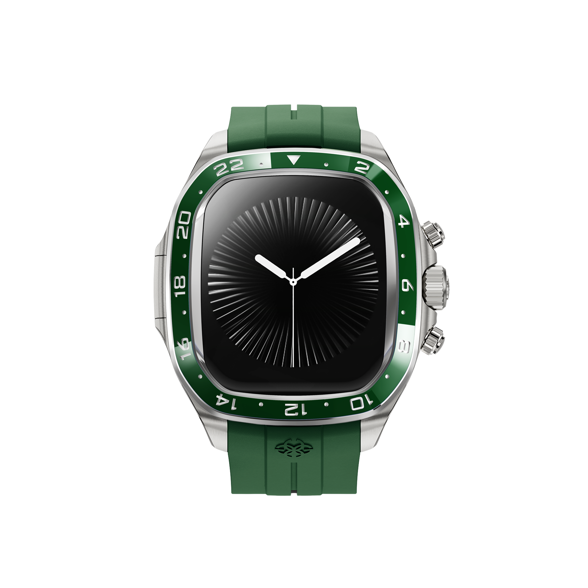 Корпус Golden Concept для Apple Watch Case 46 MM - CROWN CLASSIC SPORT GREEN RUBBER CERAMIC BEZEL