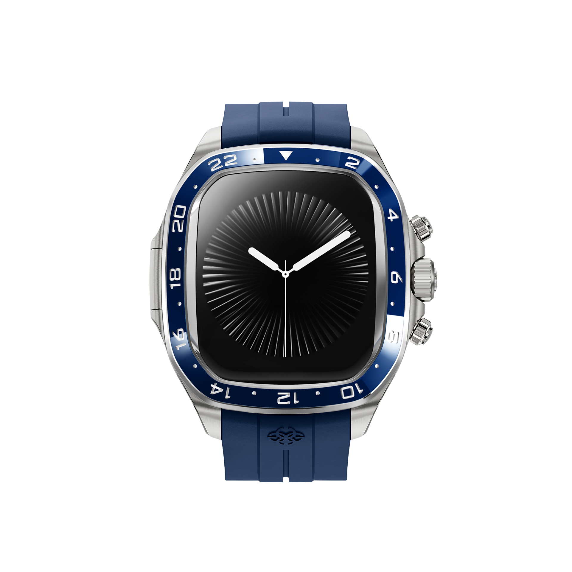 Корпус Golden Concept для Apple Watch Case 46 MM - CROWN CLASSIC SPORT BLUE RUBBER CERAMIC BEZEL