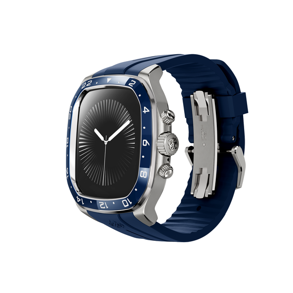 Корпус Golden Concept для Apple Watch Case 46 MM - CROWN CLASSIC SPORT BLUE RUBBER CERAMIC BEZEL