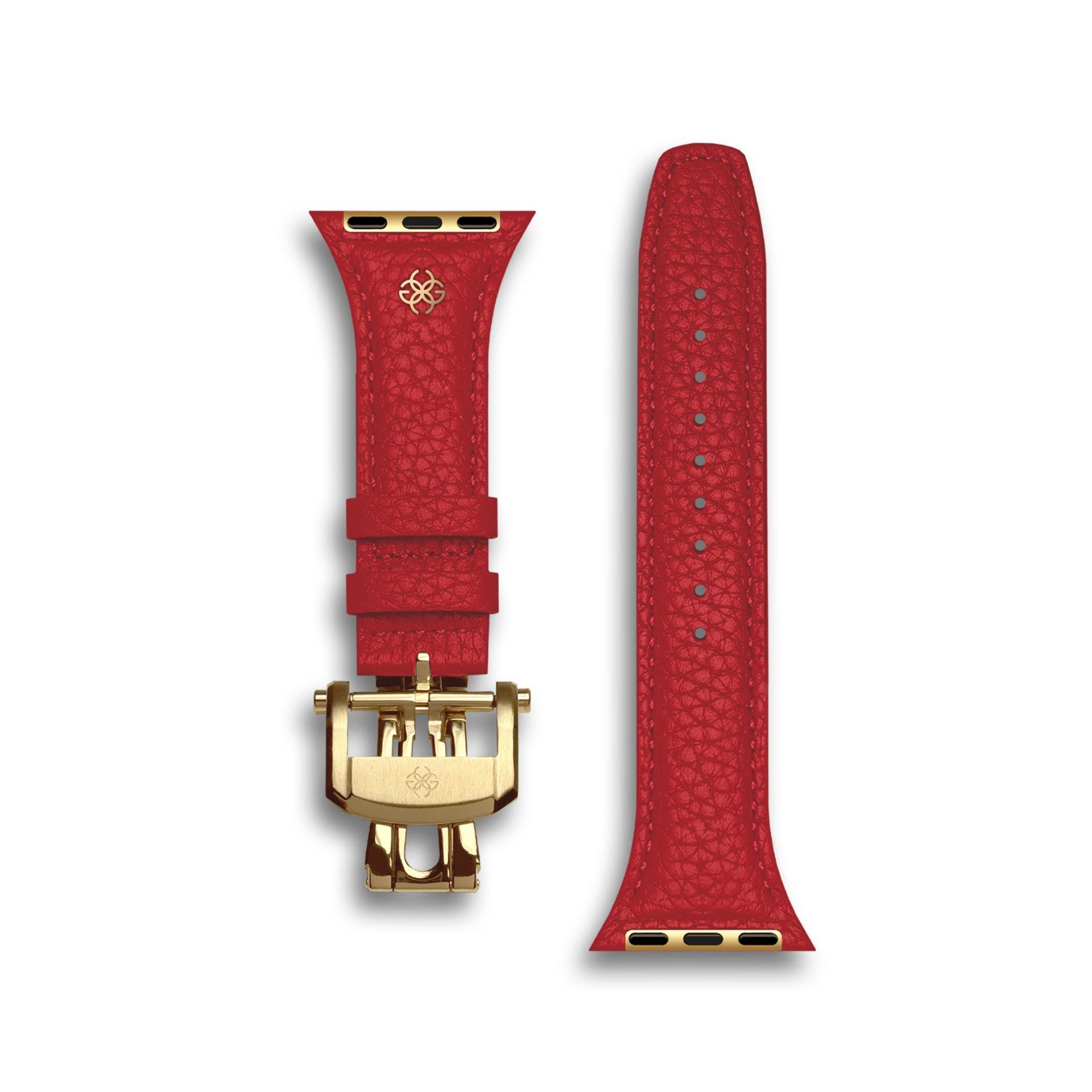 Ремешок красного - Cherry, цвета из Итальянской натуральной кожы Golden Concept для Apple Watch 40, 41, 42, 44, 45, 46 MM