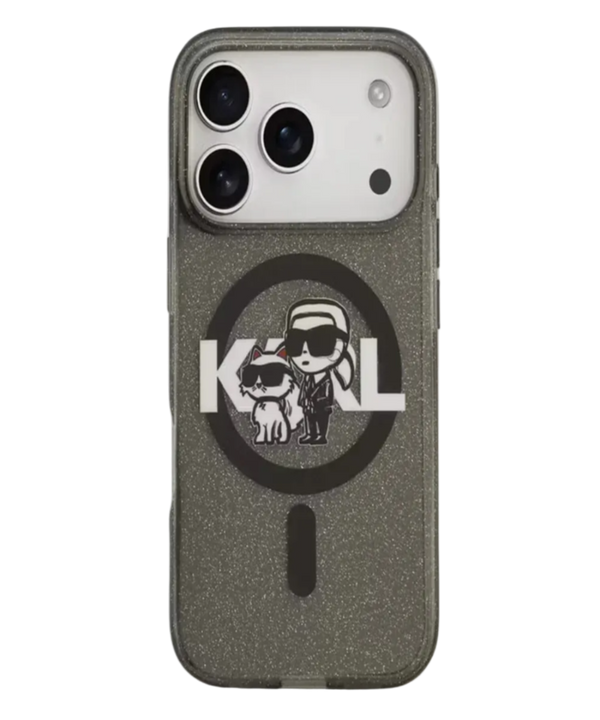 Чехол Karl Lagerfeld MagSafe Liquid Glitter Case With Scattered Choupette Logo for iPhone 17 Pro Max